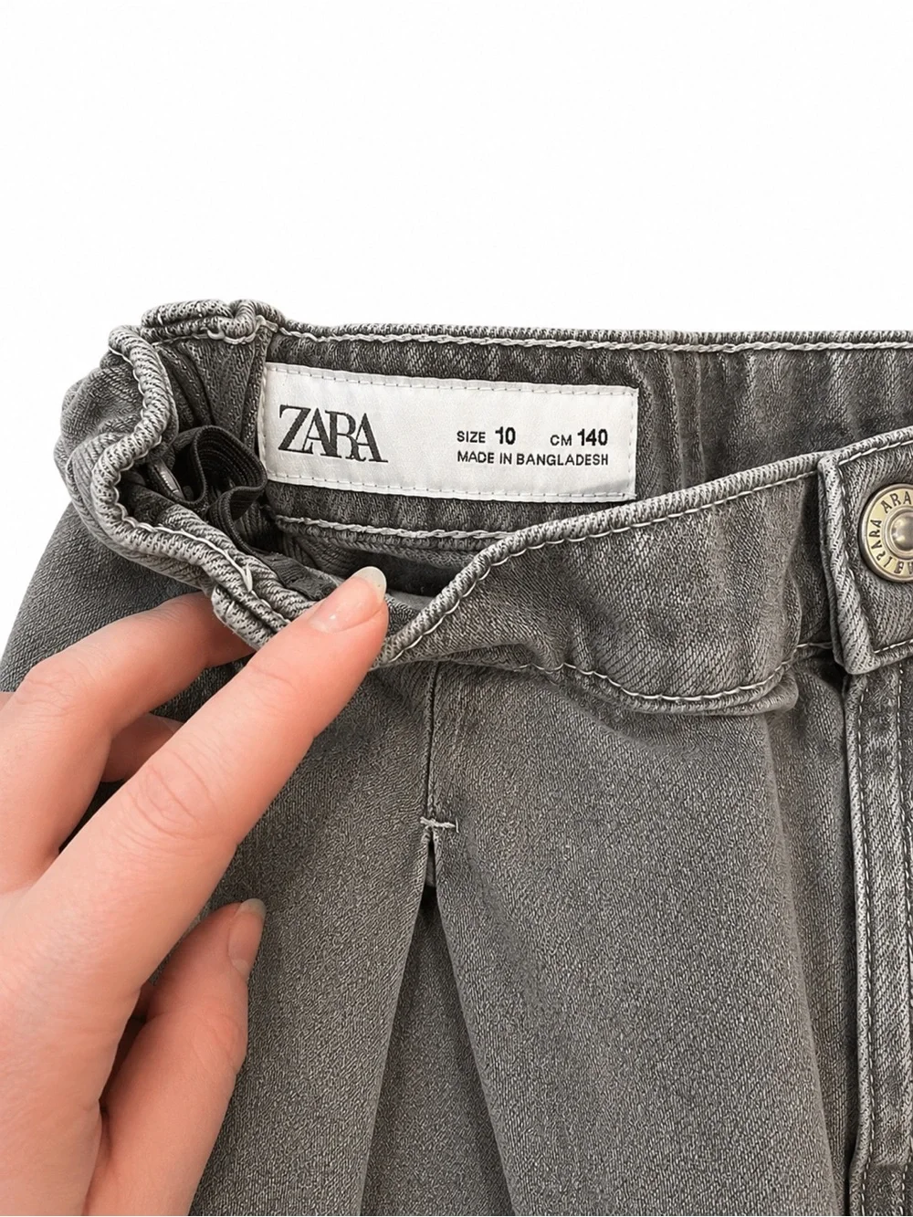 Zara Girls Gray Wide Leg Pleated Jeans Size 10 Adjustable Waist
